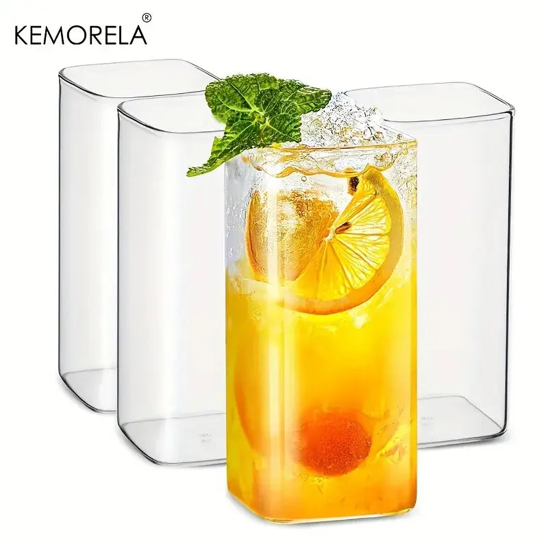 Modern rectangular clear highball glasses set dining room glassware