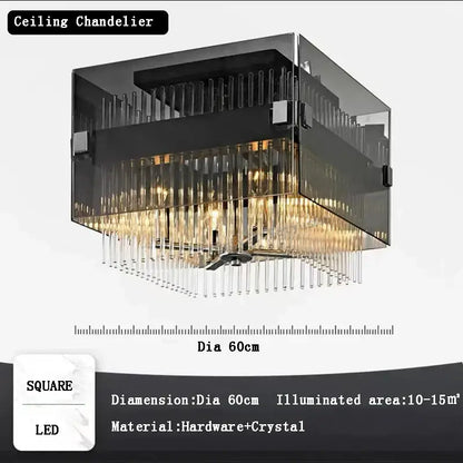 Modern rectangular crystal glass pendant chandelier for dining room
