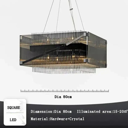 Modern rectangular crystal glass pendant chandelier for dining room