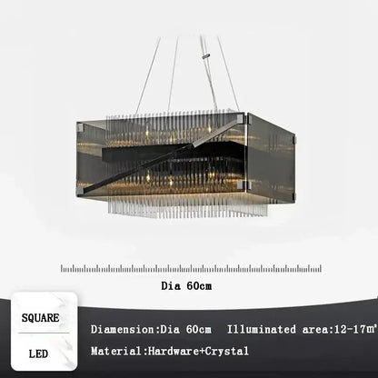 Modern rectangular crystal glass pendant chandelier for dining room