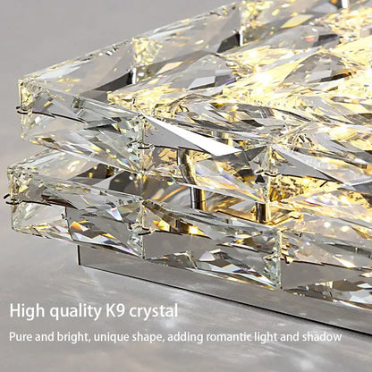 Modern rectangular crystal led ceiling chandelier living room light