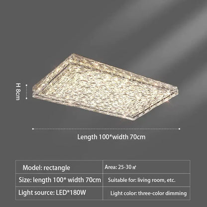 Modern rectangular crystal led ceiling chandelier living room light