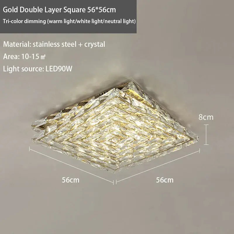 Modern rectangular crystal led ceiling chandelier living room light