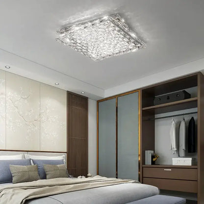 Modern rectangular crystal led ceiling chandelier living room light