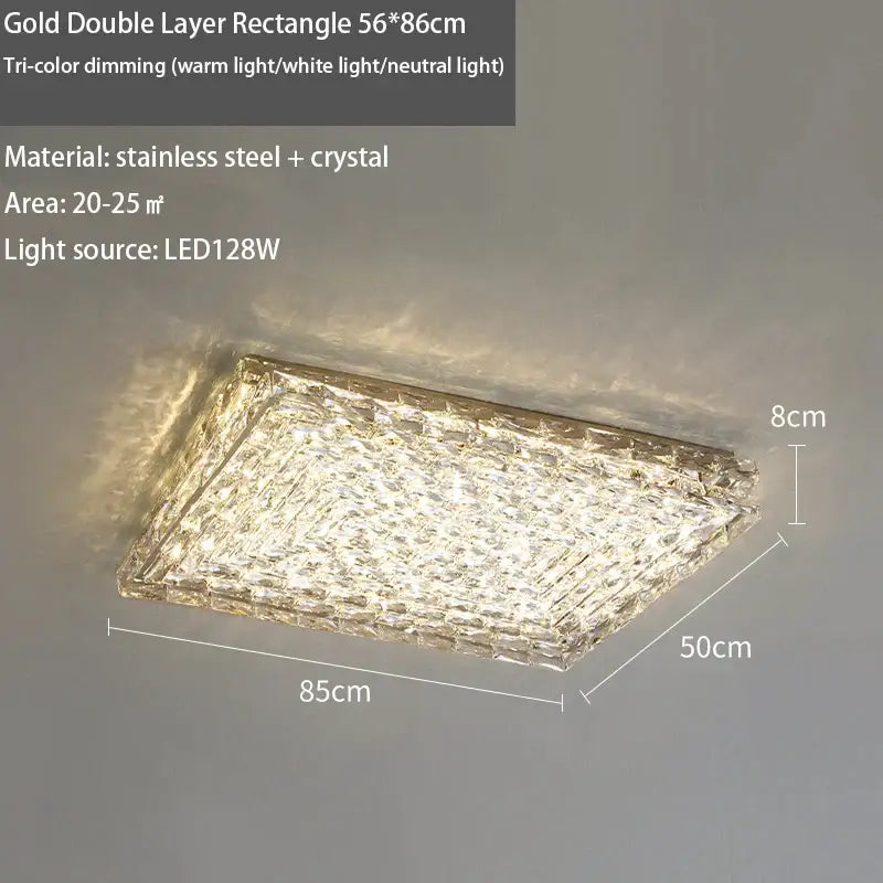 Modern rectangular crystal led ceiling chandelier living room light