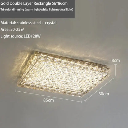 Modern rectangular crystal led ceiling chandelier living room light