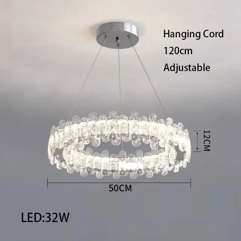Modern rectangular crystal led ceiling lighting fixture dining room