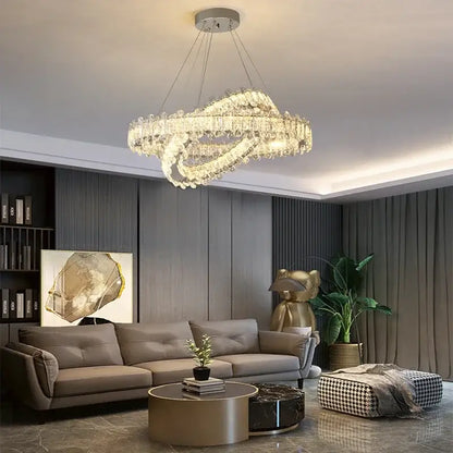 Modern rectangular crystal led ceiling lighting fixture dining room
