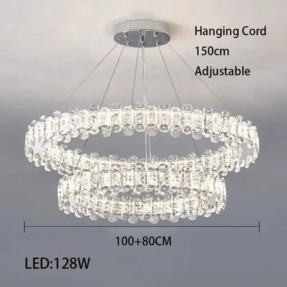 Modern rectangular crystal led ceiling lighting fixture dining room