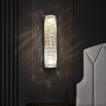 Modern rectangular crystal wall lamp bedroom led sconce