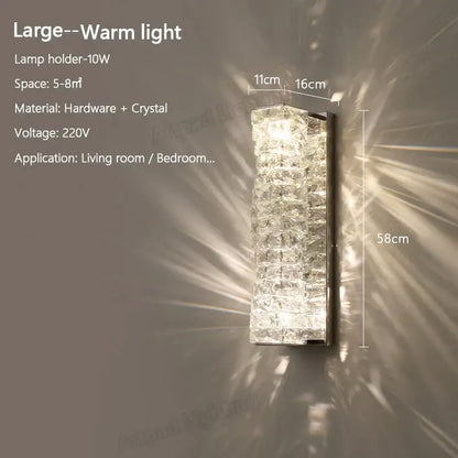 Modern rectangular crystal wall lamp bedroom led sconce