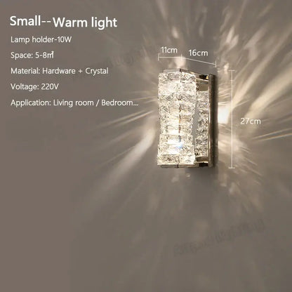 Modern rectangular crystal wall lamp bedroom led sconce