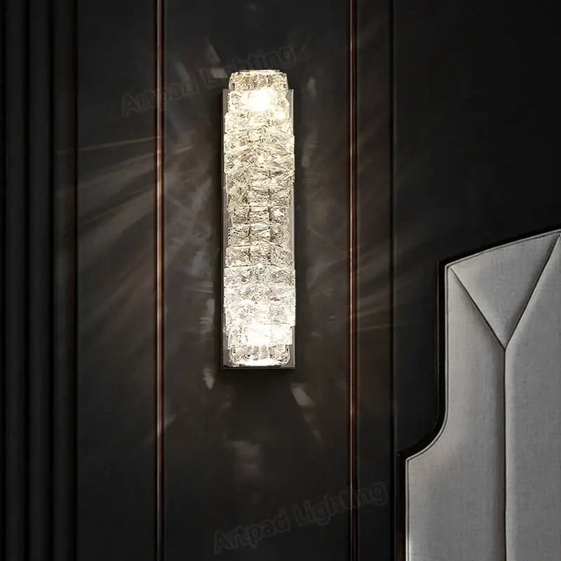 Modern rectangular crystal wall lamp bedroom led sconce
