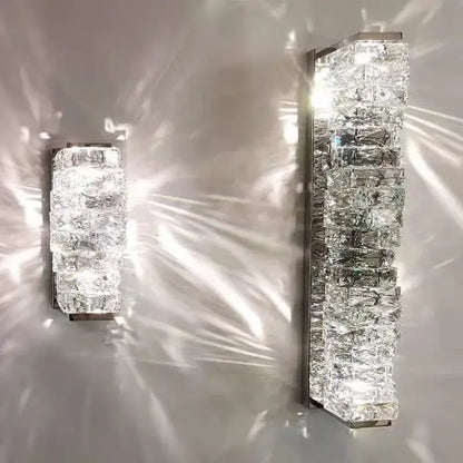 Modern rectangular crystal wall sconce – bedroom led light fixture