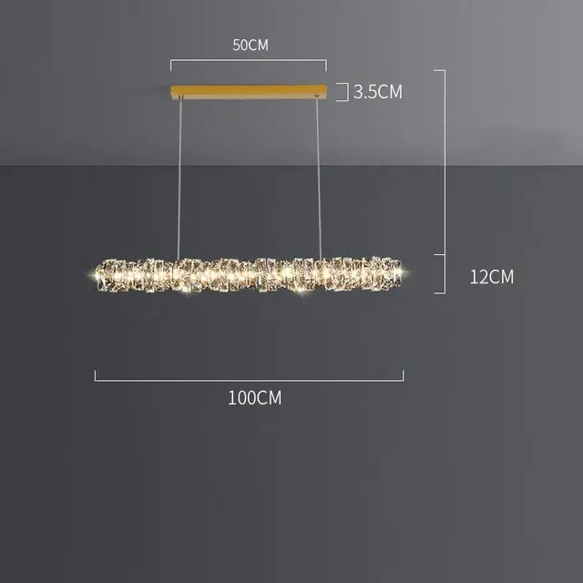 Modern rectangular elegant crystal pendant light dining room warm led