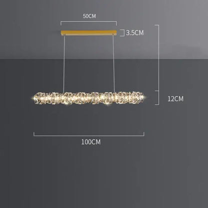 Modern rectangular elegant crystal pendant light dining room warm led
