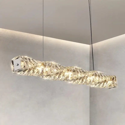 Modern rectangular elegant crystal pendant light dining room warm led
