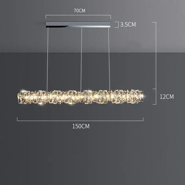 Modern rectangular elegant crystal pendant light dining room warm led