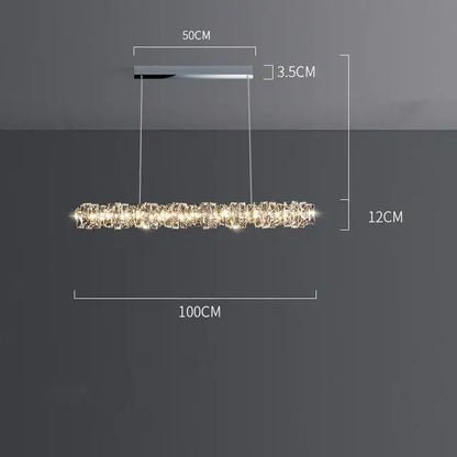 Modern rectangular elegant crystal pendant light dining room warm led