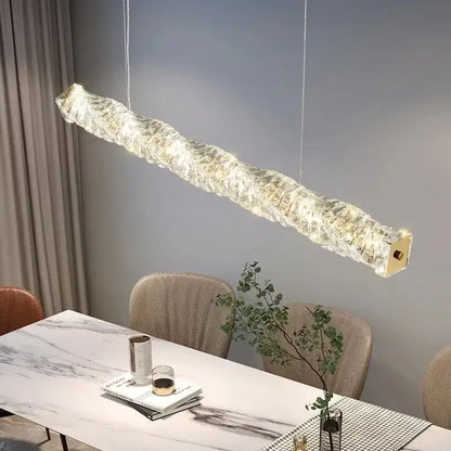 Modern rectangular elegant crystal pendant light dining room warm led