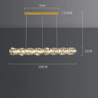 Modern rectangular elegant crystal pendant light dining room warm led