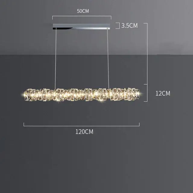 Modern rectangular elegant crystal pendant light dining room warm led