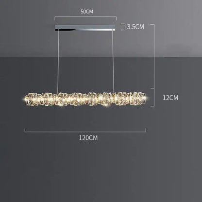 Modern rectangular elegant crystal pendant light dining room warm led