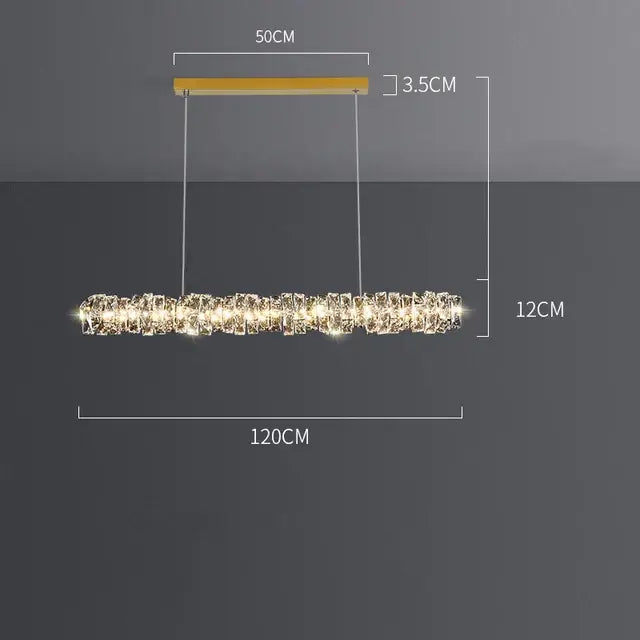 Modern rectangular elegant crystal pendant light dining room warm led