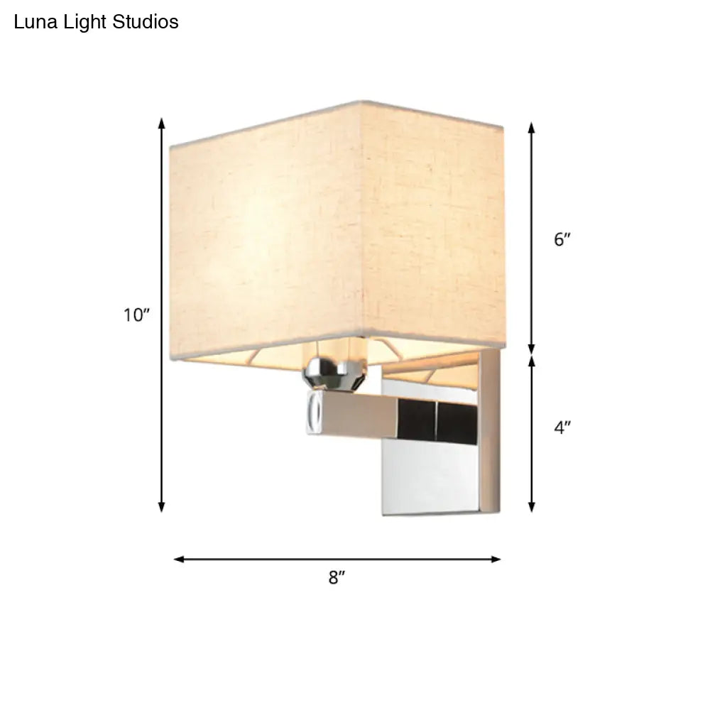 DecorBites™ Modern Rectangular Fabric LED Wall Sconce in Chrome for Bedside Lighting
