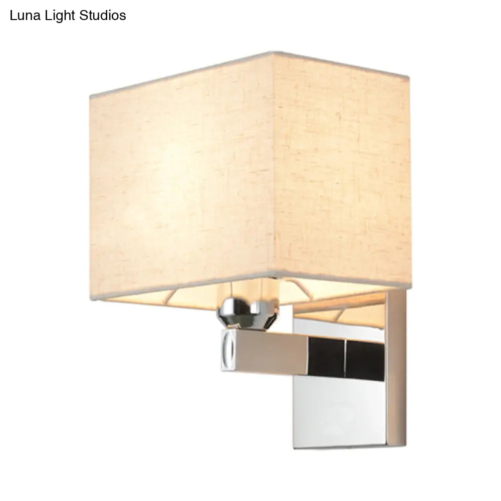 DecorBites™ Modern Rectangular Fabric LED Wall Sconce in Chrome for Bedside Lighting