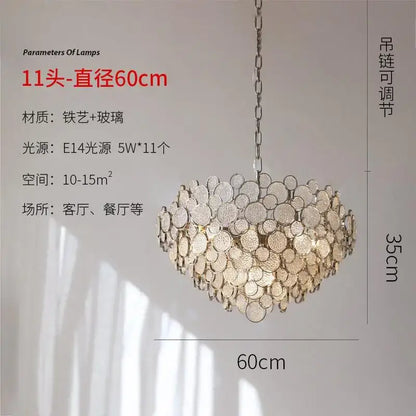 Modern rectangular glass led chandelier living room pendant light