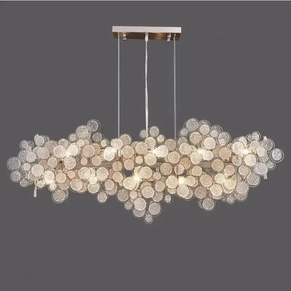 Modern rectangular glass led chandelier living room pendant light