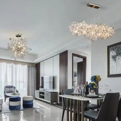 Modern rectangular glass led chandelier living room pendant light