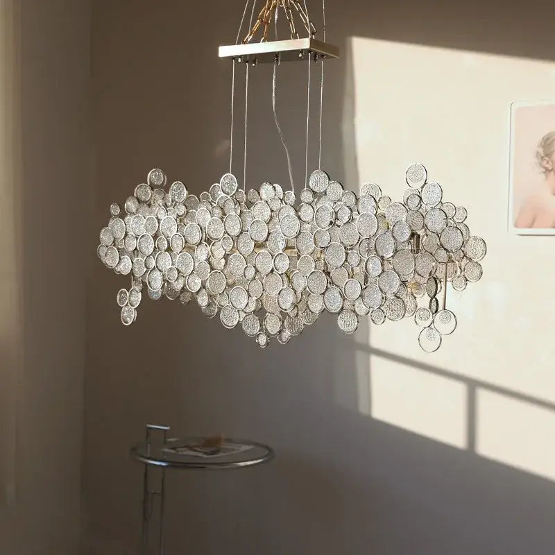 Modern rectangular glass led chandelier living room pendant light