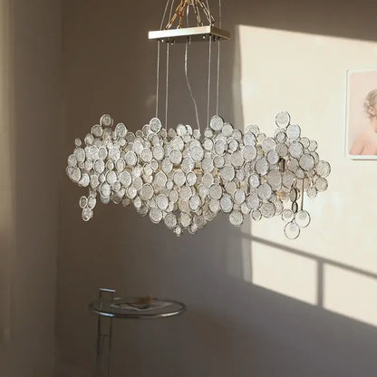 Modern rectangular glass led chandelier living room pendant light