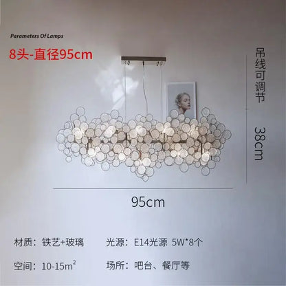Modern rectangular glass led chandelier living room pendant light