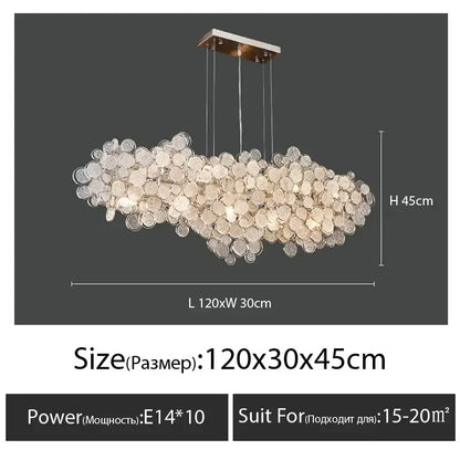 Modern rectangular glass led chandelier living room pendant light