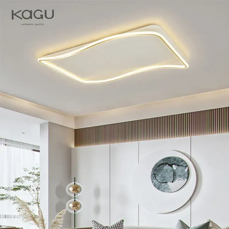 Modern rectangular golden led ceiling chandelier for living room