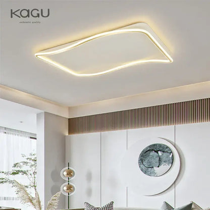 Modern rectangular golden led ceiling chandelier for living room