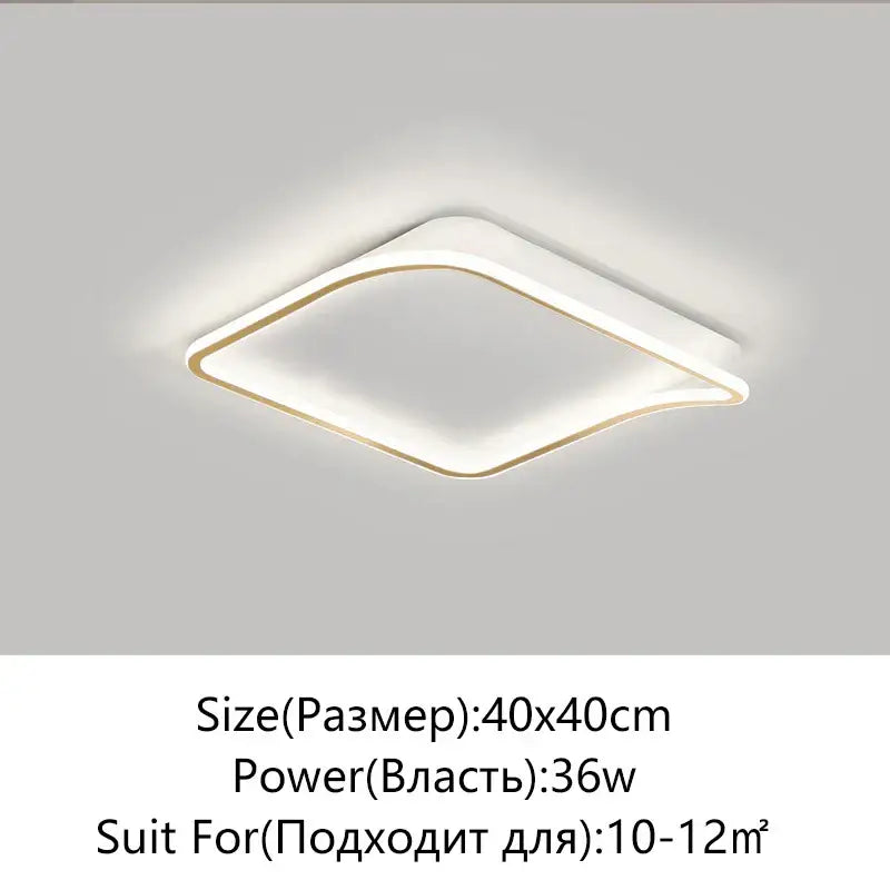Modern rectangular golden led ceiling chandelier for living room