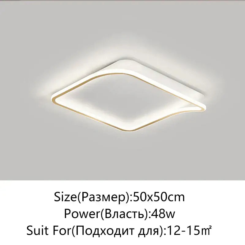 Modern rectangular golden led ceiling chandelier for living room