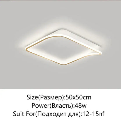 Modern rectangular golden led ceiling chandelier for living room