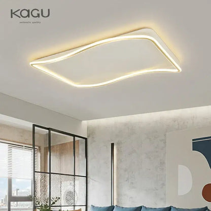 Modern rectangular golden led ceiling chandelier for living room