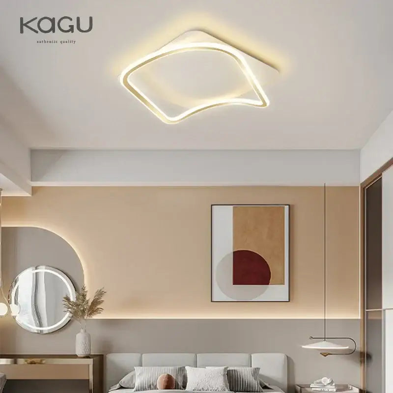 Modern rectangular golden led ceiling chandelier for living room