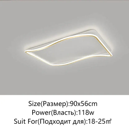 Modern rectangular golden led ceiling chandelier for living room