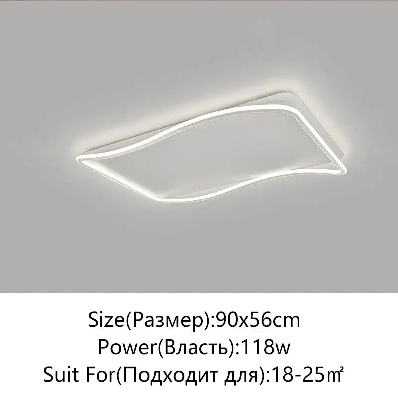 Modern rectangular golden led ceiling chandelier for living room