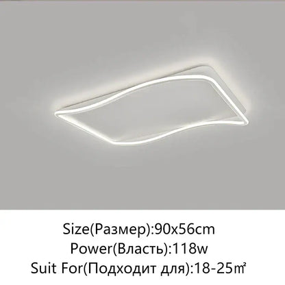 Modern rectangular golden led ceiling chandelier for living room