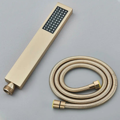 Modern rectangular handshower head with stainless steel hose bathroom
