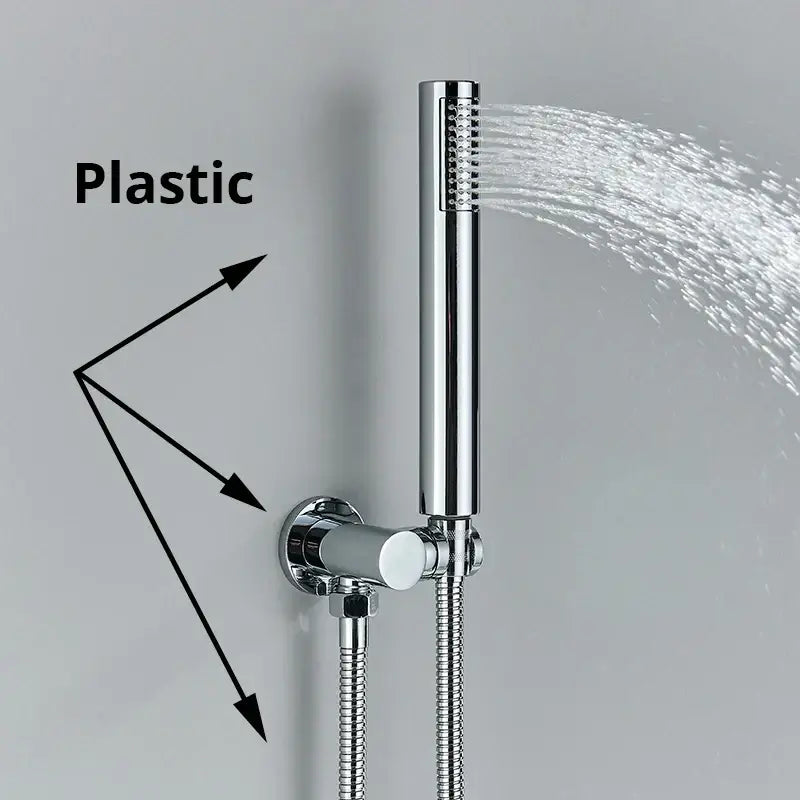 Modern rectangular handshower head with stainless steel hose bathroom