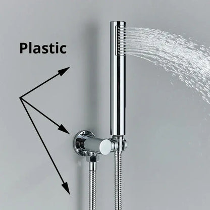 Modern rectangular handshower head with stainless steel hose bathroom